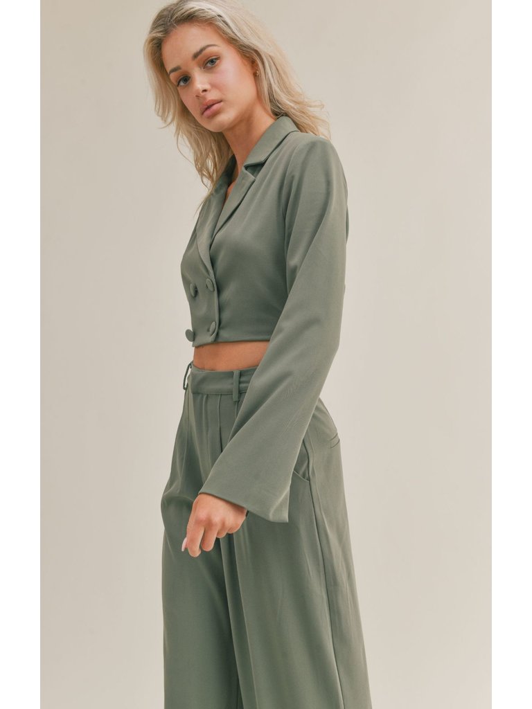 Sage The Label Olive Crop Blazer