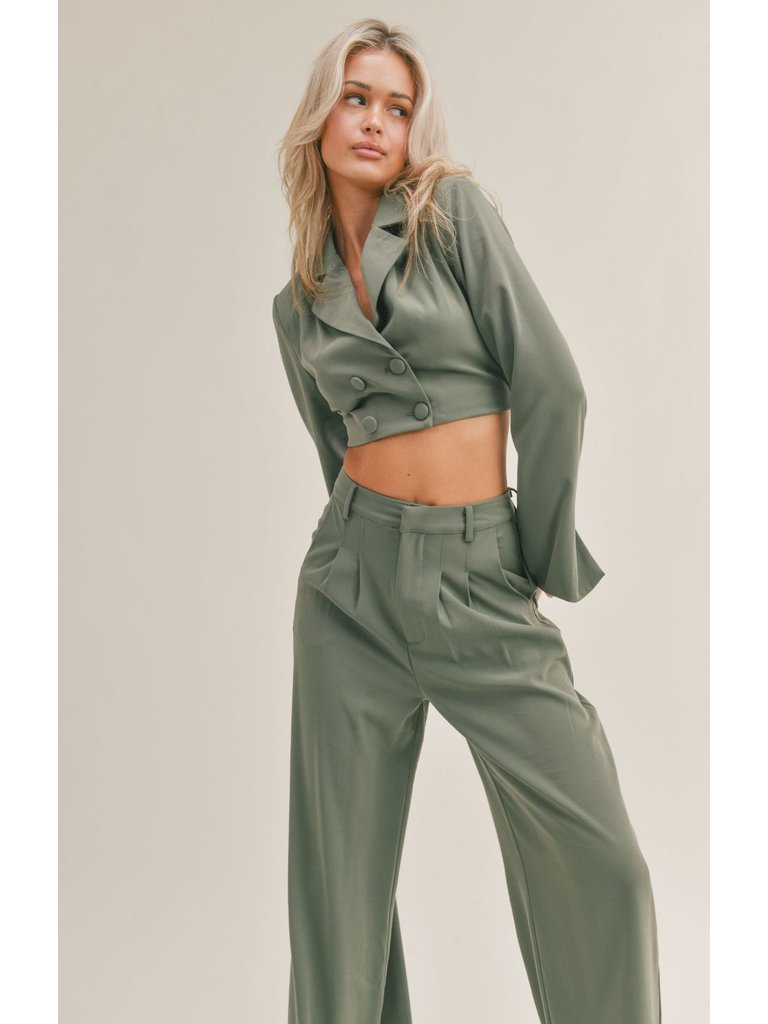 Sage The Label Olive Crop Blazer