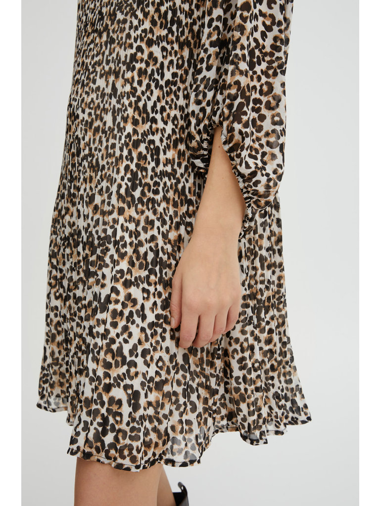 ICHI Leopard Pleat Dress