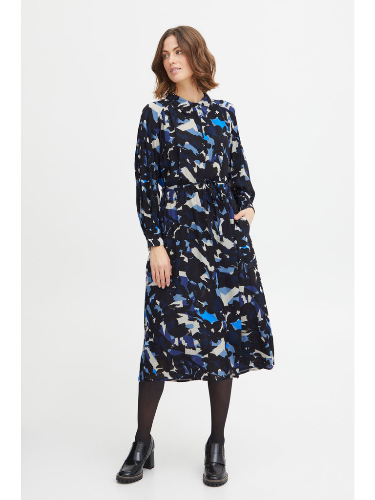 Fransa Bold Blue Floral Dress