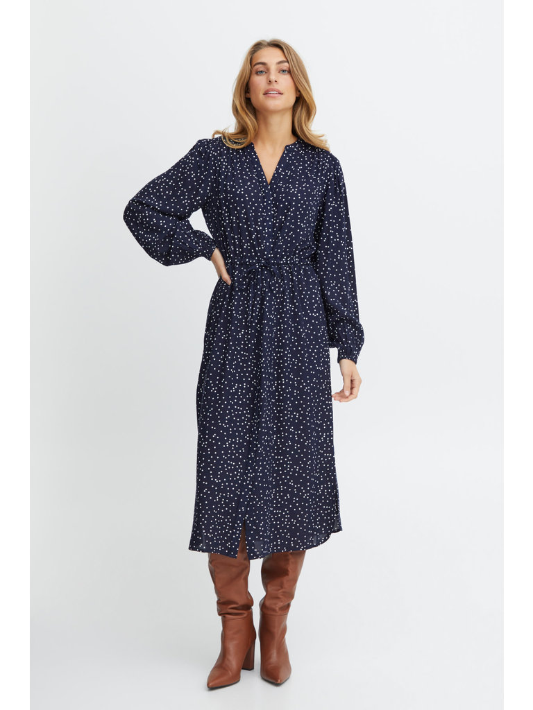 Fransa Navy & Dots Dress