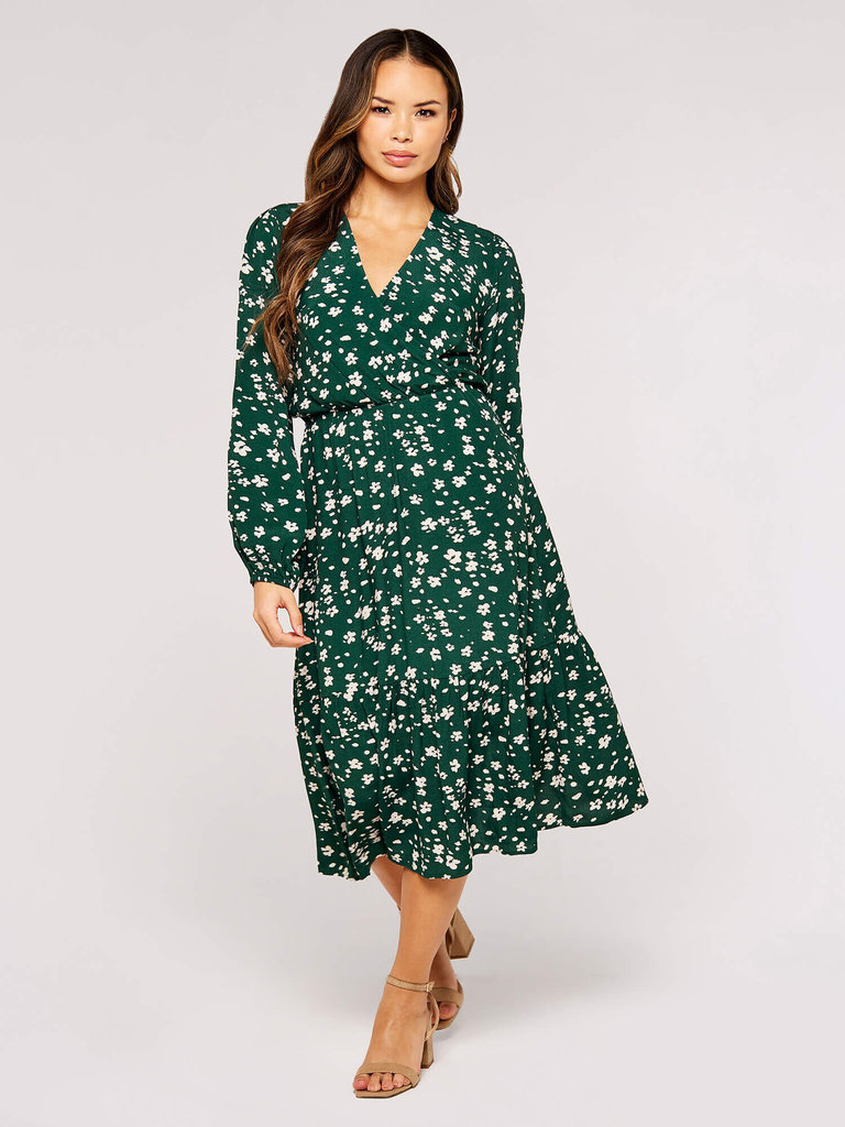 Apricot Green Floral Midi