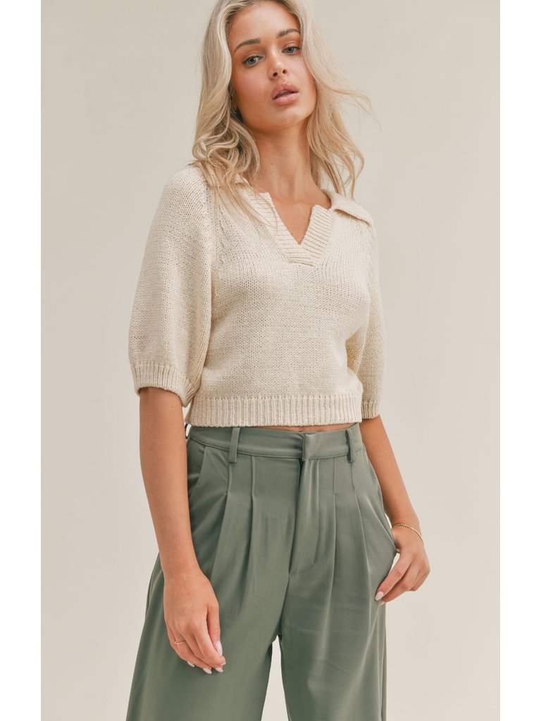 Sage The Label Cream Collared Knit