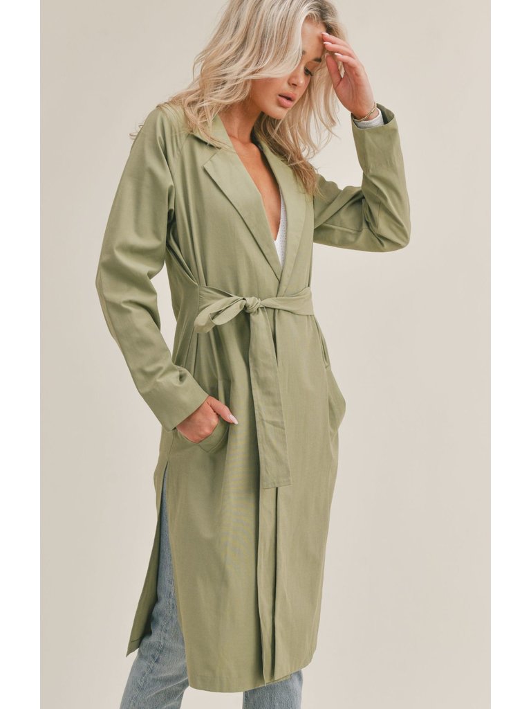 Sage The Label Light Olive Trench