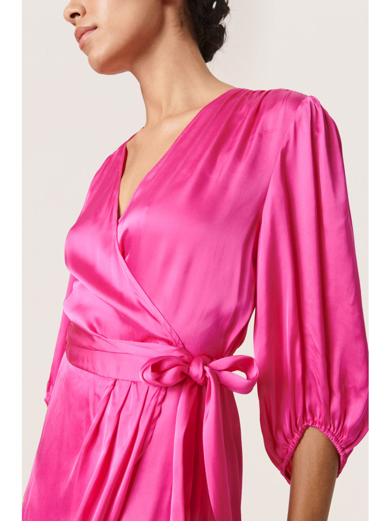 Soaked In Luxury Fuchsia Wrap Dress