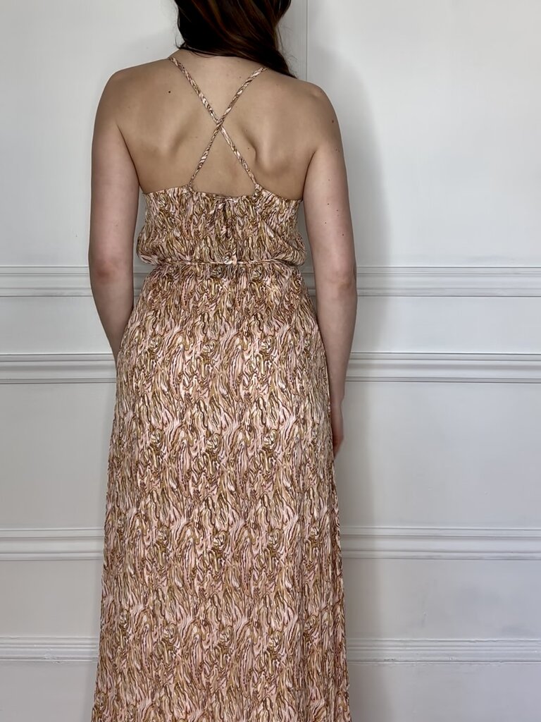 Lofty Manner Gold Swirl Slip Dress