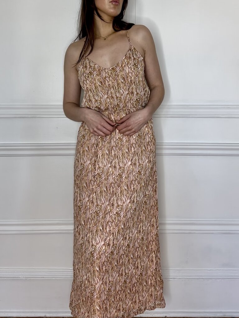Lofty Manner Gold Swirl Slip Dress