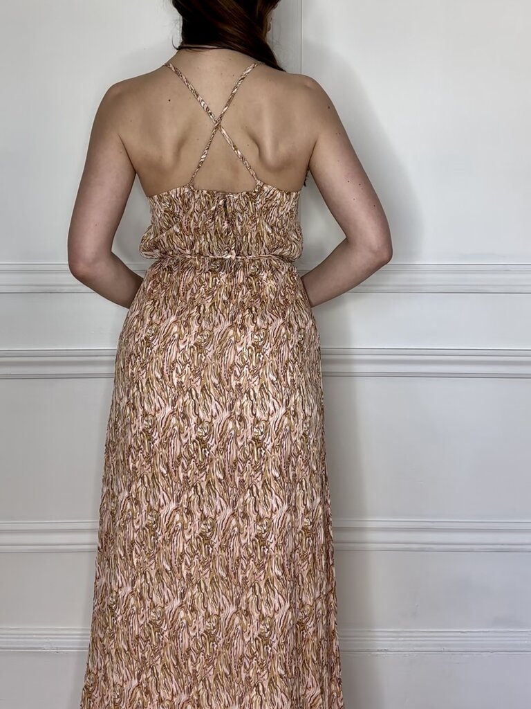 Lofty Manner Gold Swirl Slip Dress