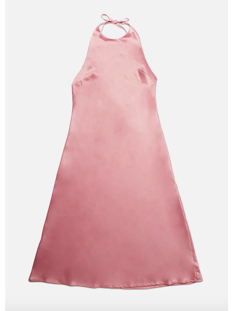 Deluc Satin Pink Halter Dress