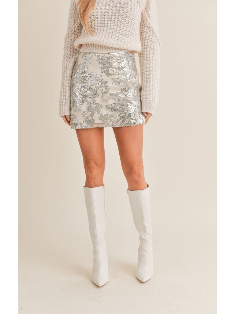 Sage The Label Floral Sequin Skirt