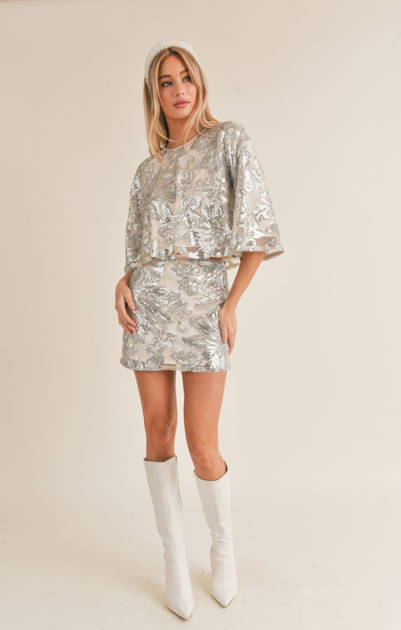 Floral sequin mini clearance skirt