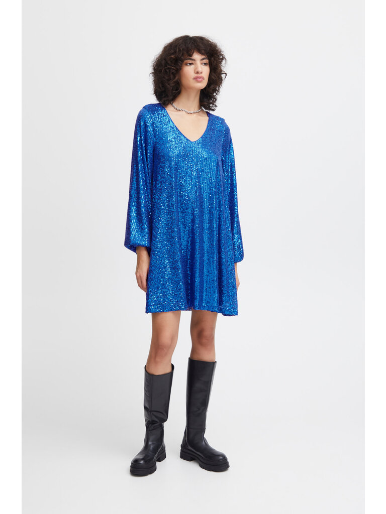 ICHI Bright Blue Sequin Mini