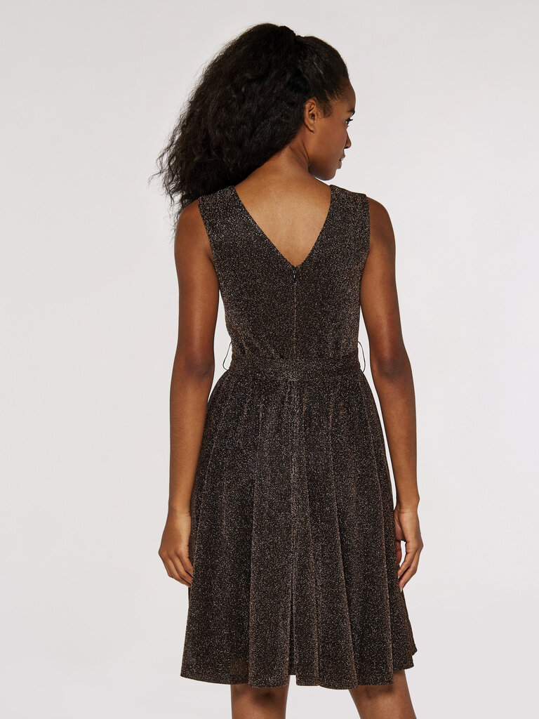 Apricot Bronzed Pleat Dress