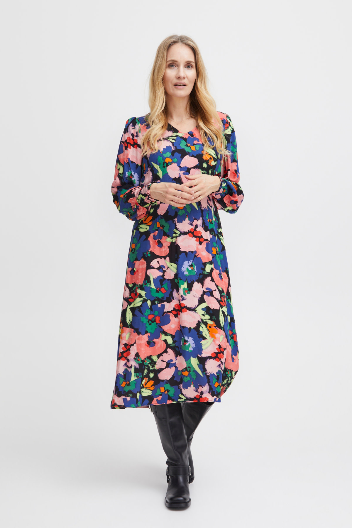 Fransa Neon Flower Dress