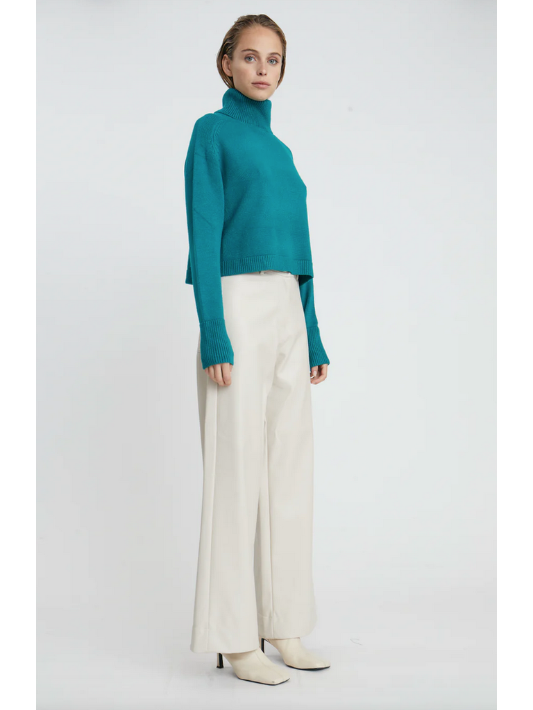 Deluc Teal Cropped Knit