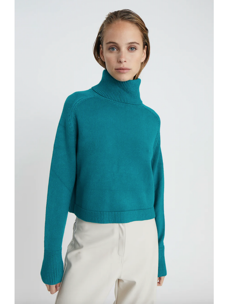 Deluc Teal Cropped Knit