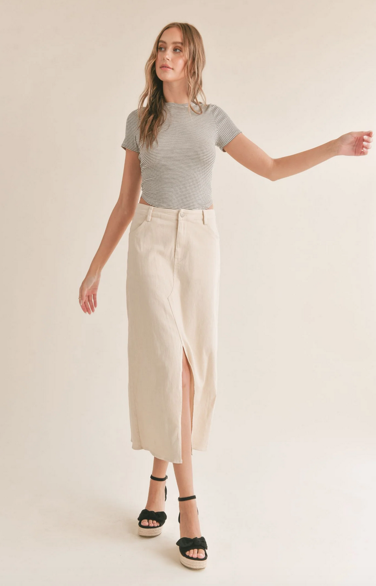 Cream Denim Skirt Sweet Pea Boutique