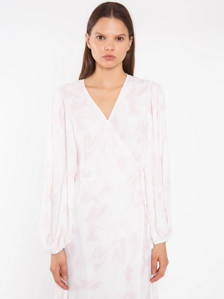 Glamorous Pink Watercolour Wrap Maxi