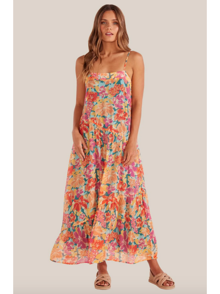 Mink Pink Teal Floral Midi