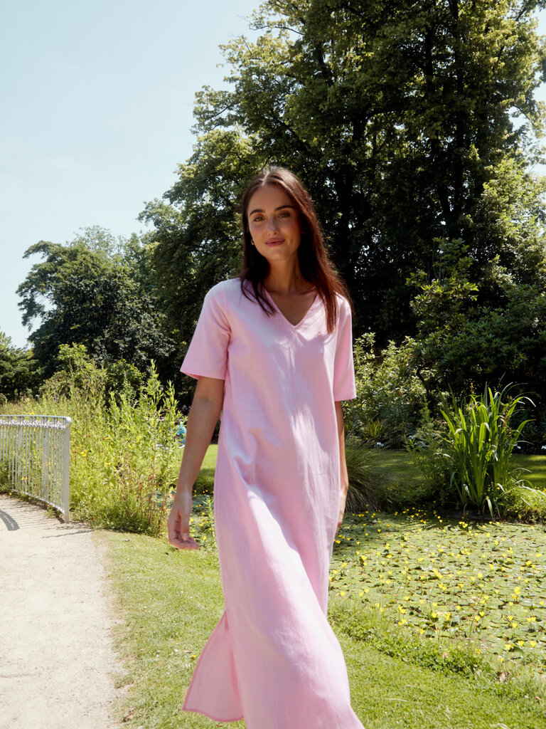 Fransa Pink Linen Midi