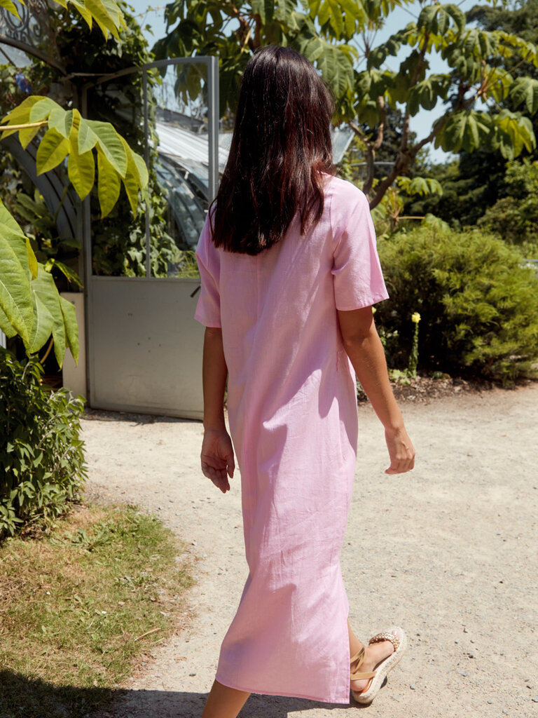 Fransa Pink Linen Midi