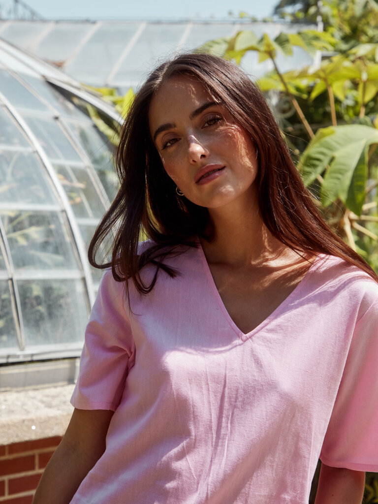 Fransa Pink Linen Midi