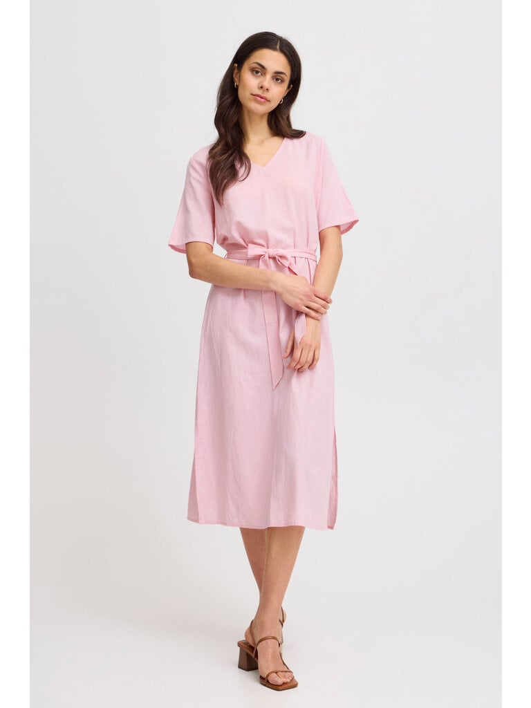 Fransa Pink Linen Midi