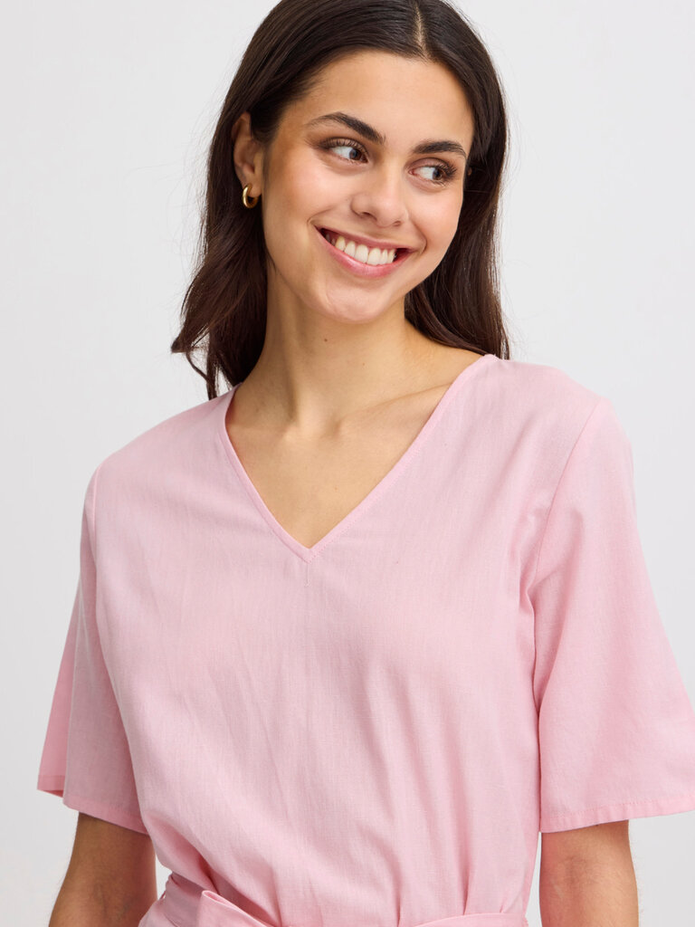 Fransa Pink Linen Midi