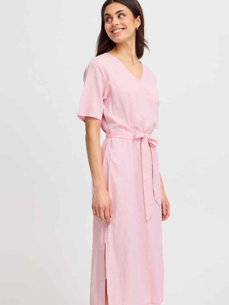 Fransa Pink Linen Midi