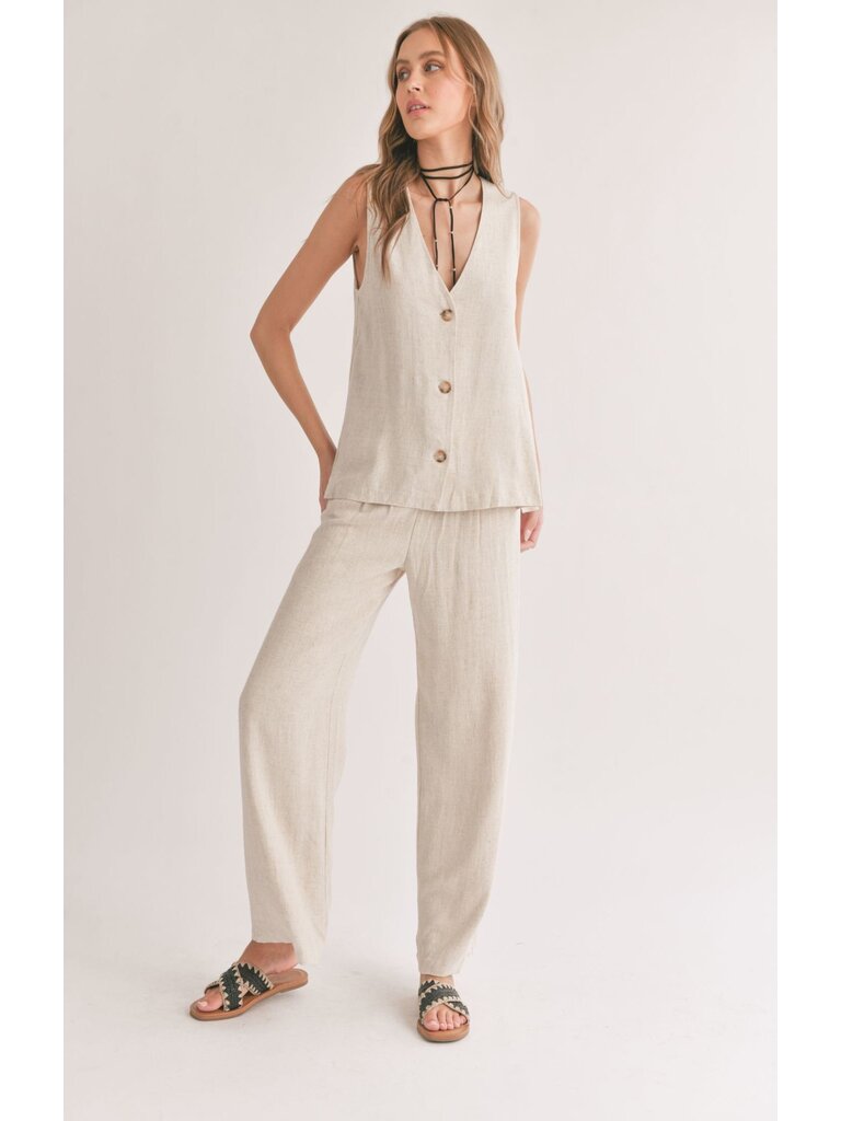 Sadie & Sage Oatmeal Linen Trousers
