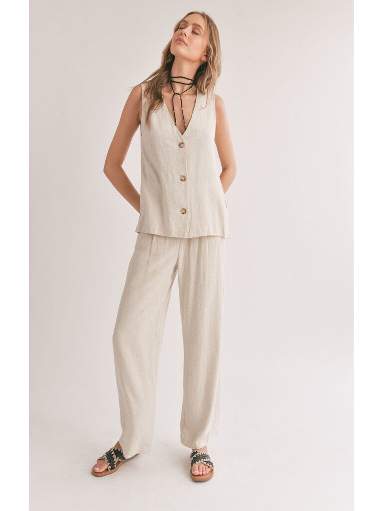 Sadie & Sage Oatmeal Linen Trousers