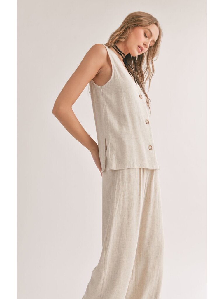 Sadie & Sage Oatmeal Linen Trousers