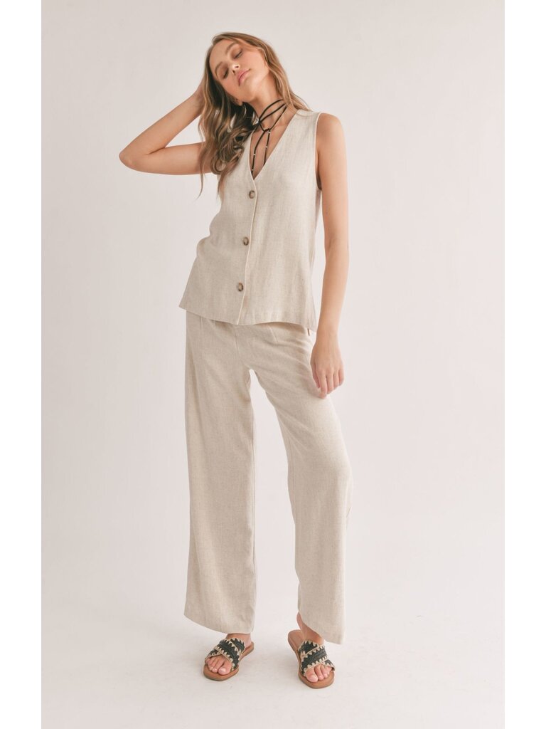Sadie & Sage Oatmeal Linen Trousers