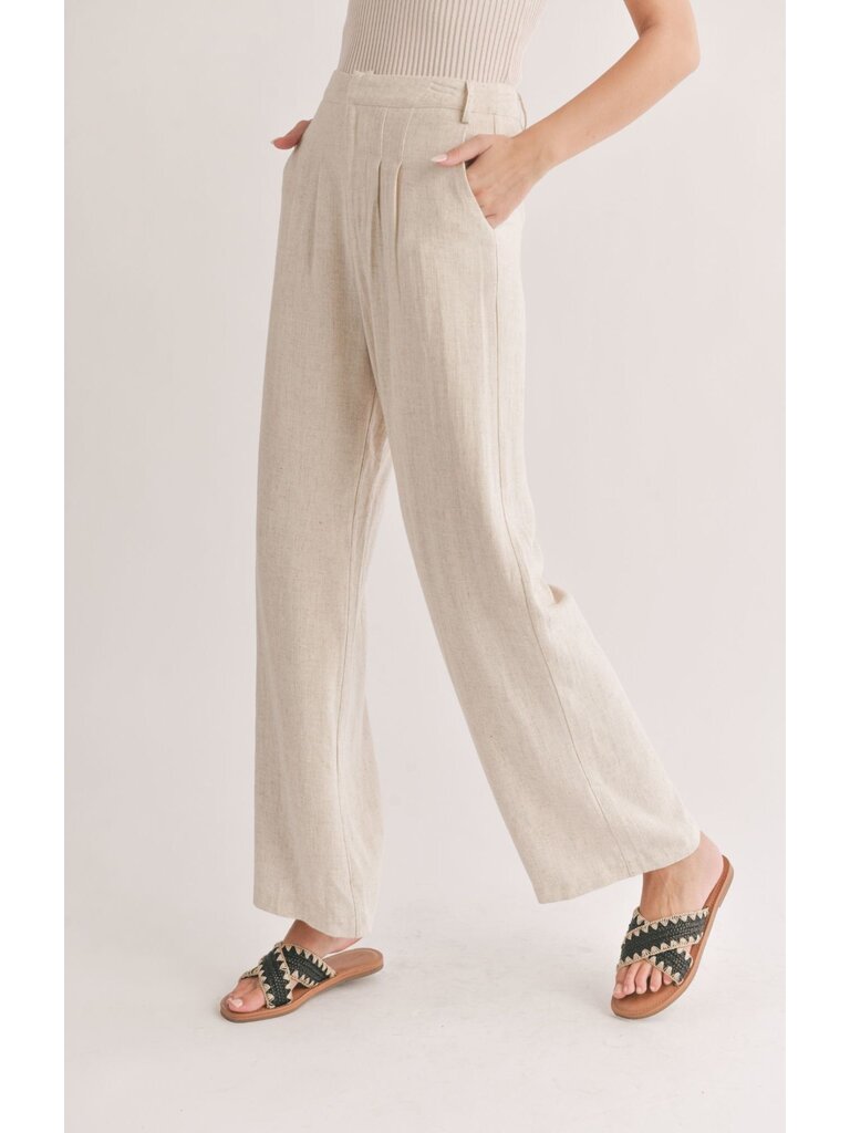 Sadie & Sage Oatmeal Linen Trousers