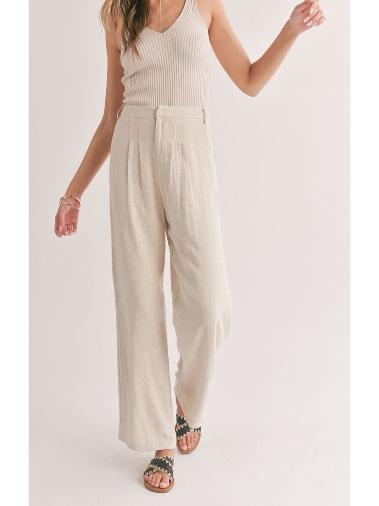Sadie & Sage Oatmeal Linen Trousers