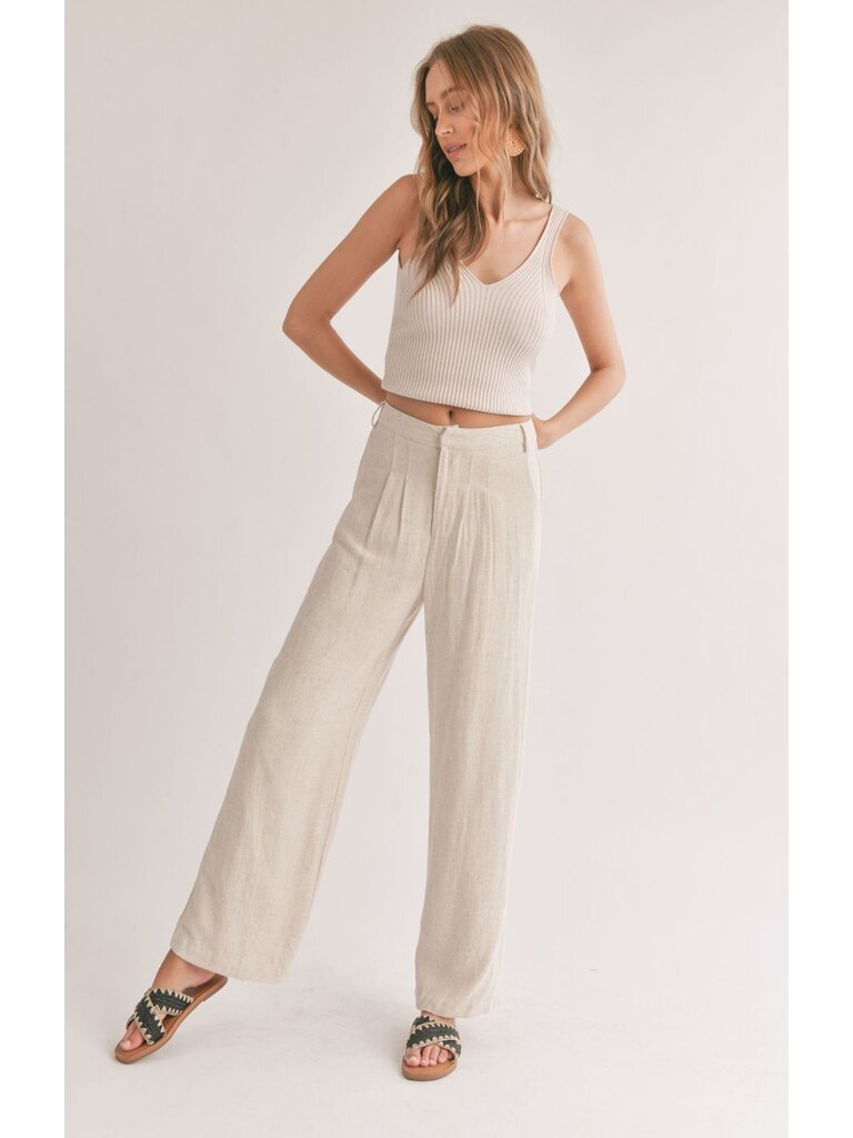 Sadie & Sage Oatmeal Linen Trousers