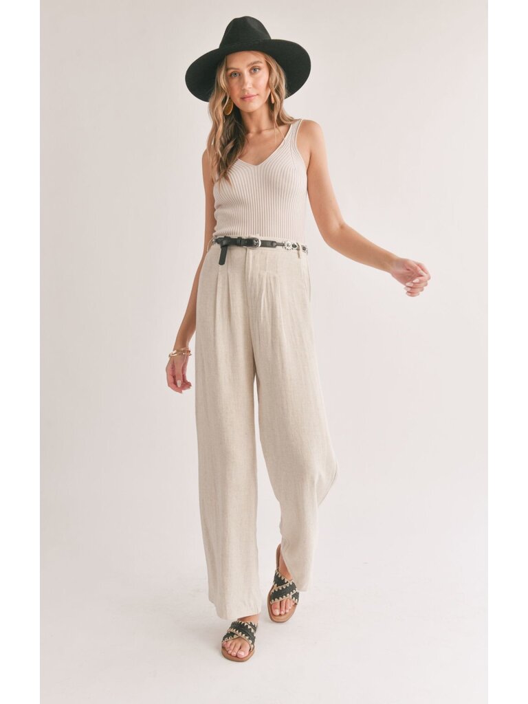 Sadie & Sage Oatmeal Linen Trousers