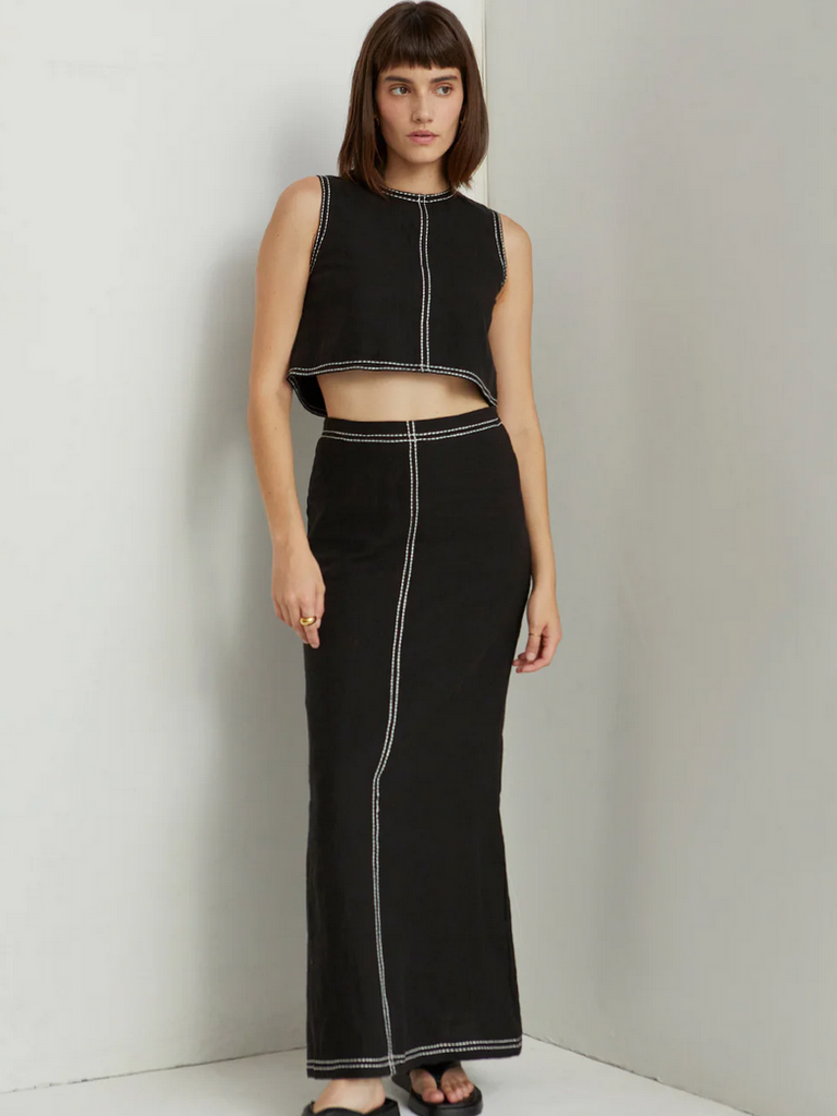 Crescent Exposed Stitch Skirt