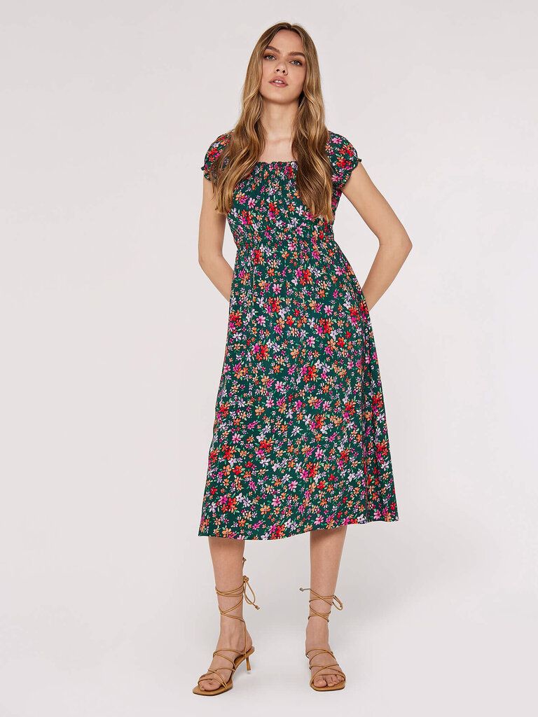 Apricot Green Ditsy Midi