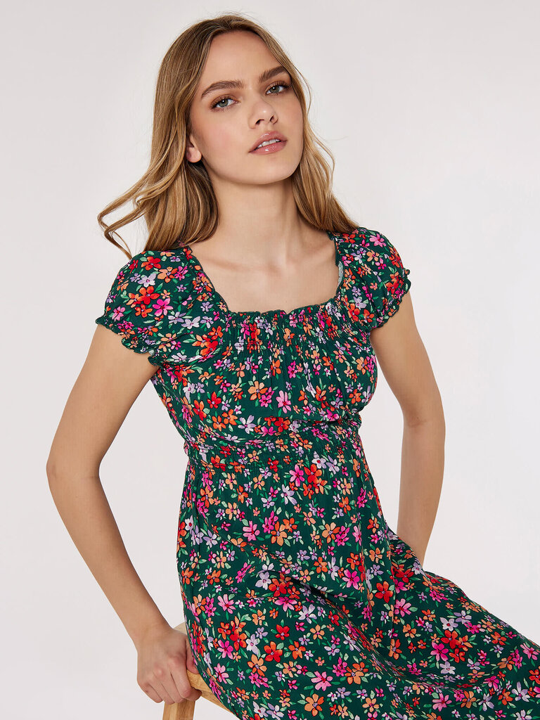 Apricot Green Ditsy Midi