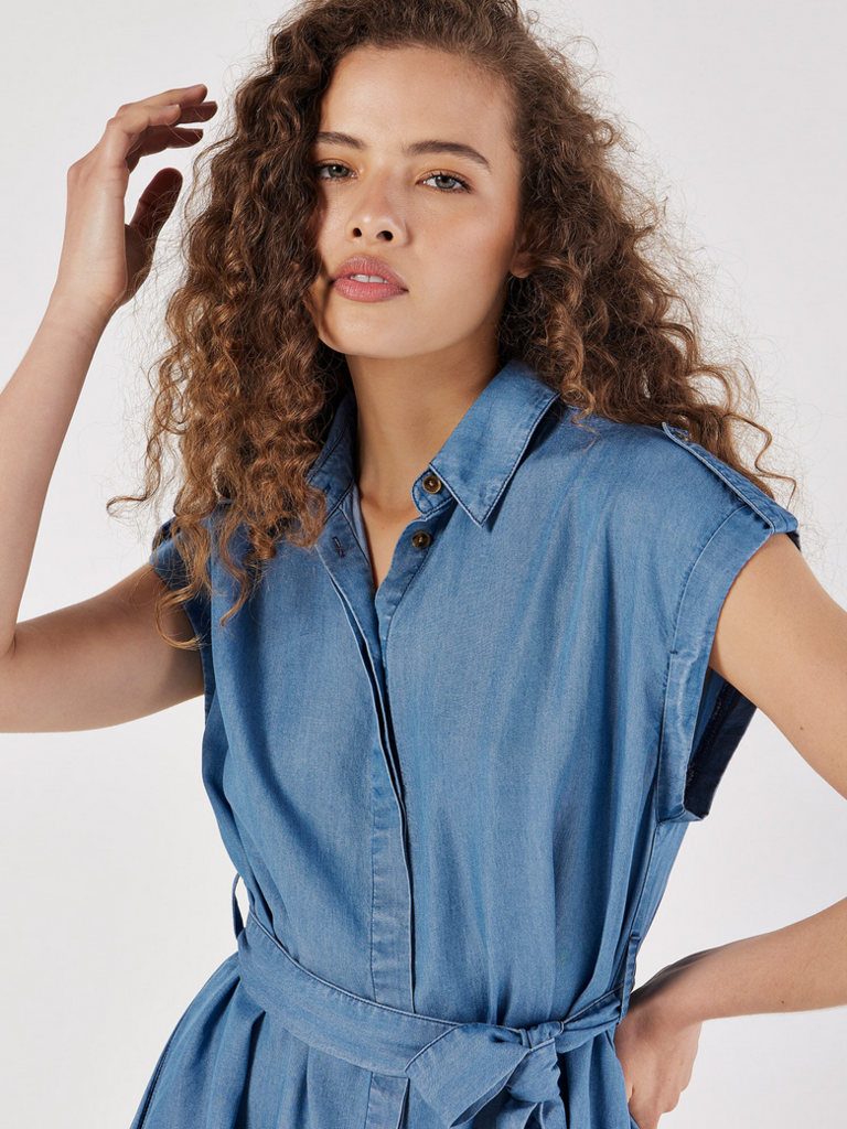 Apricot Soft Denim Dress