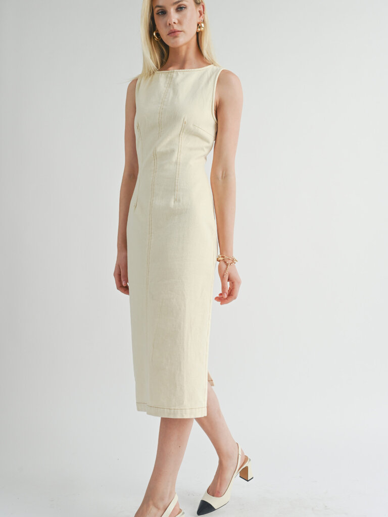 Sage The Label Canvas Fitted Midi