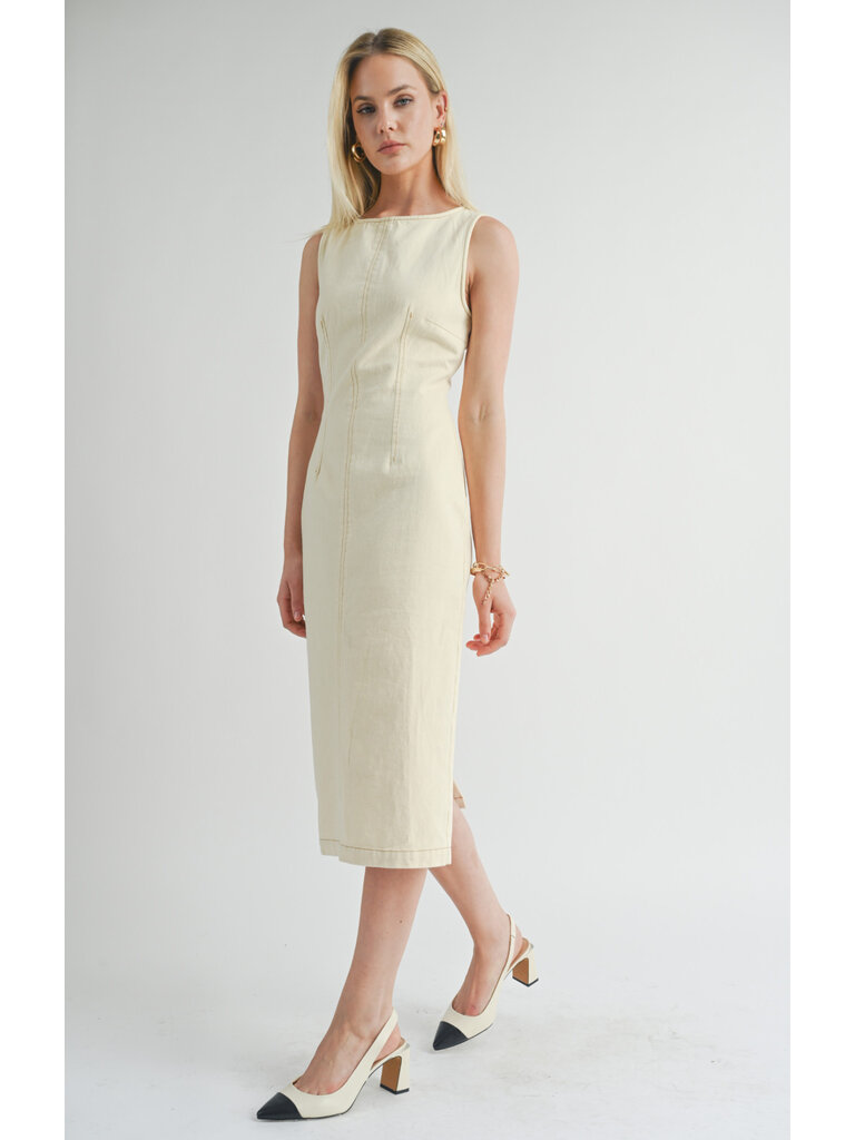 Sage The Label Canvas Fitted Midi