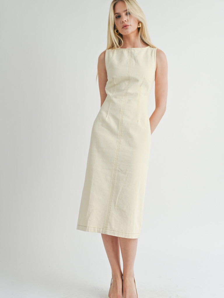 Sage The Label Canvas Fitted Midi