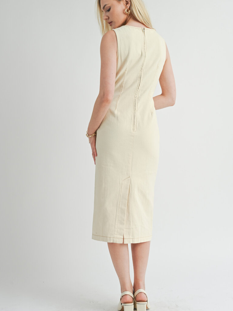 Sage The Label Canvas Fitted Midi