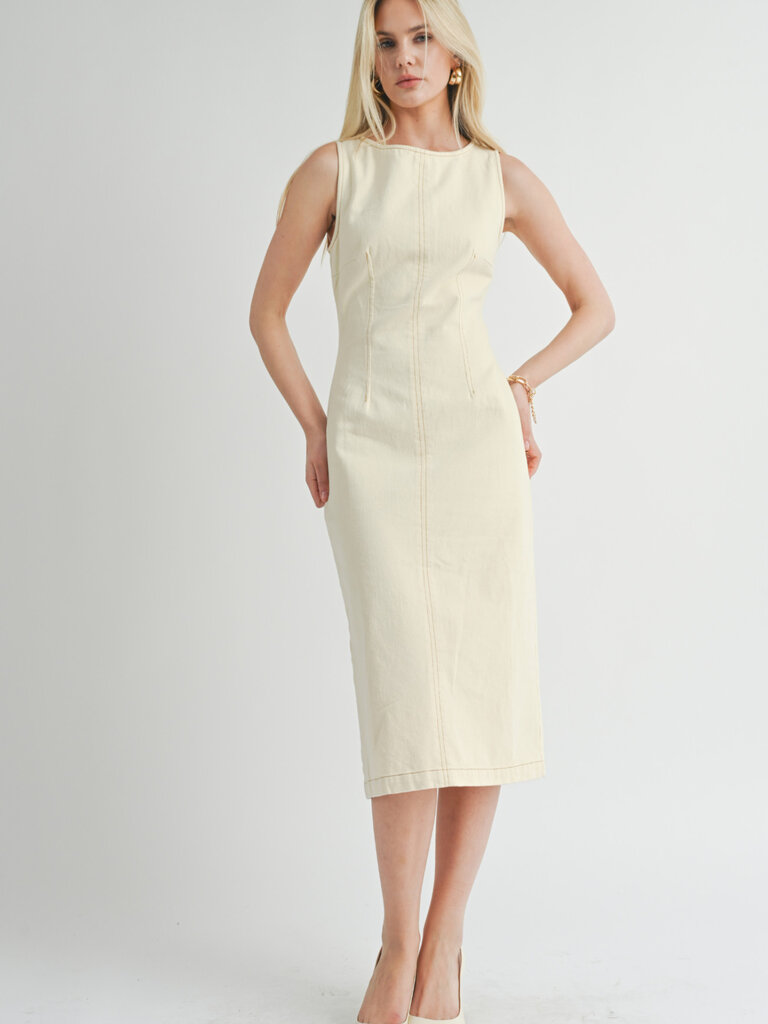 Sage The Label Canvas Fitted Midi