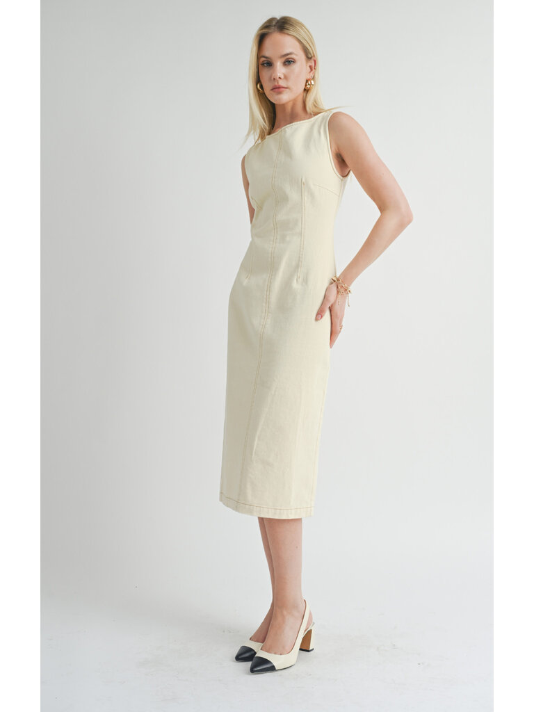 Sage The Label Canvas Fitted Midi