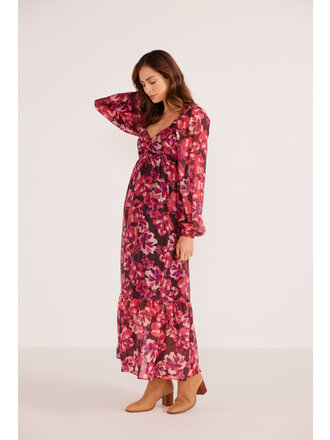 Mink Pink Fall Fuchsia Floral Midi