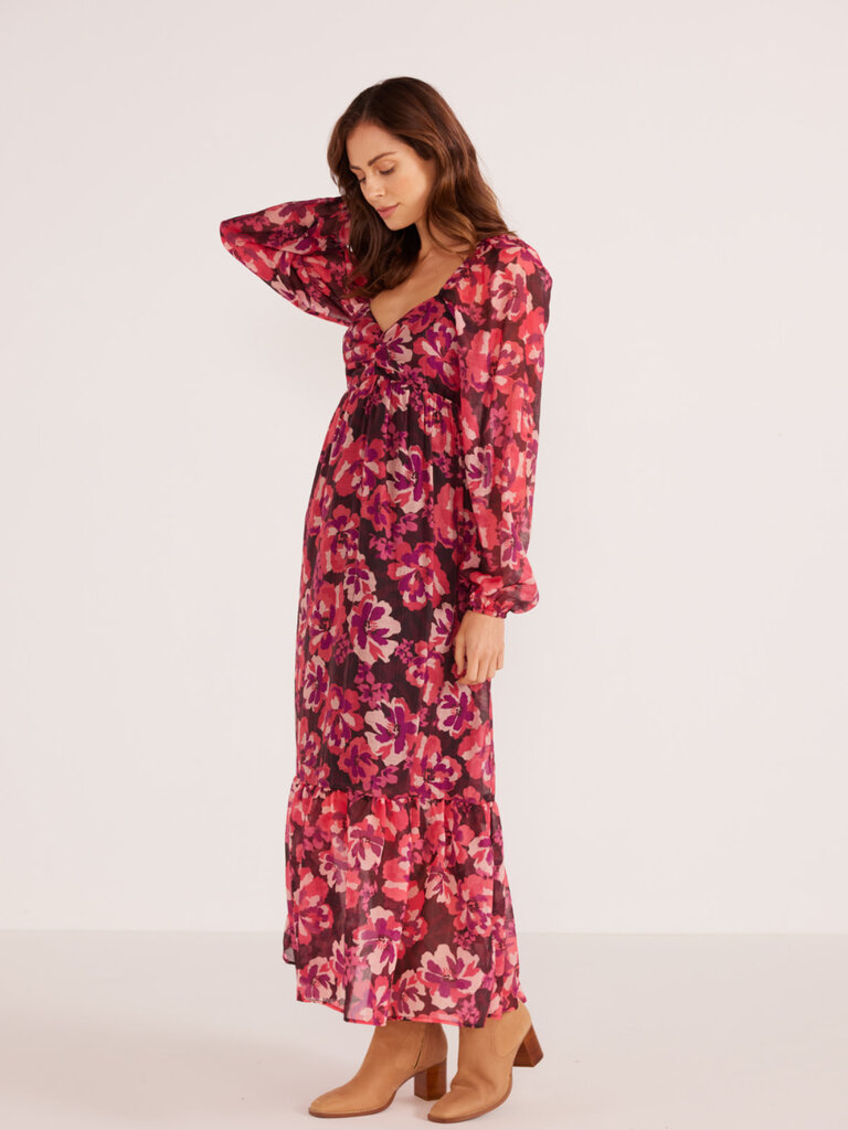 Mink Pink Fall Fuchsia Floral Midi