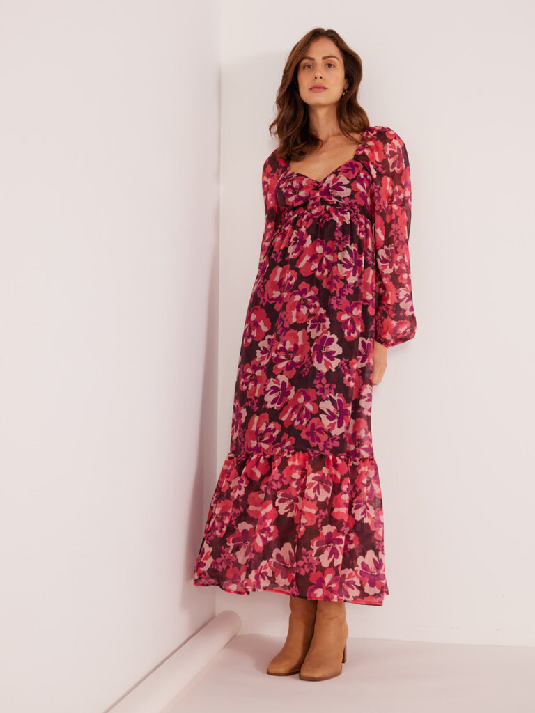 Mink Pink Fall Fuchsia Floral Midi
